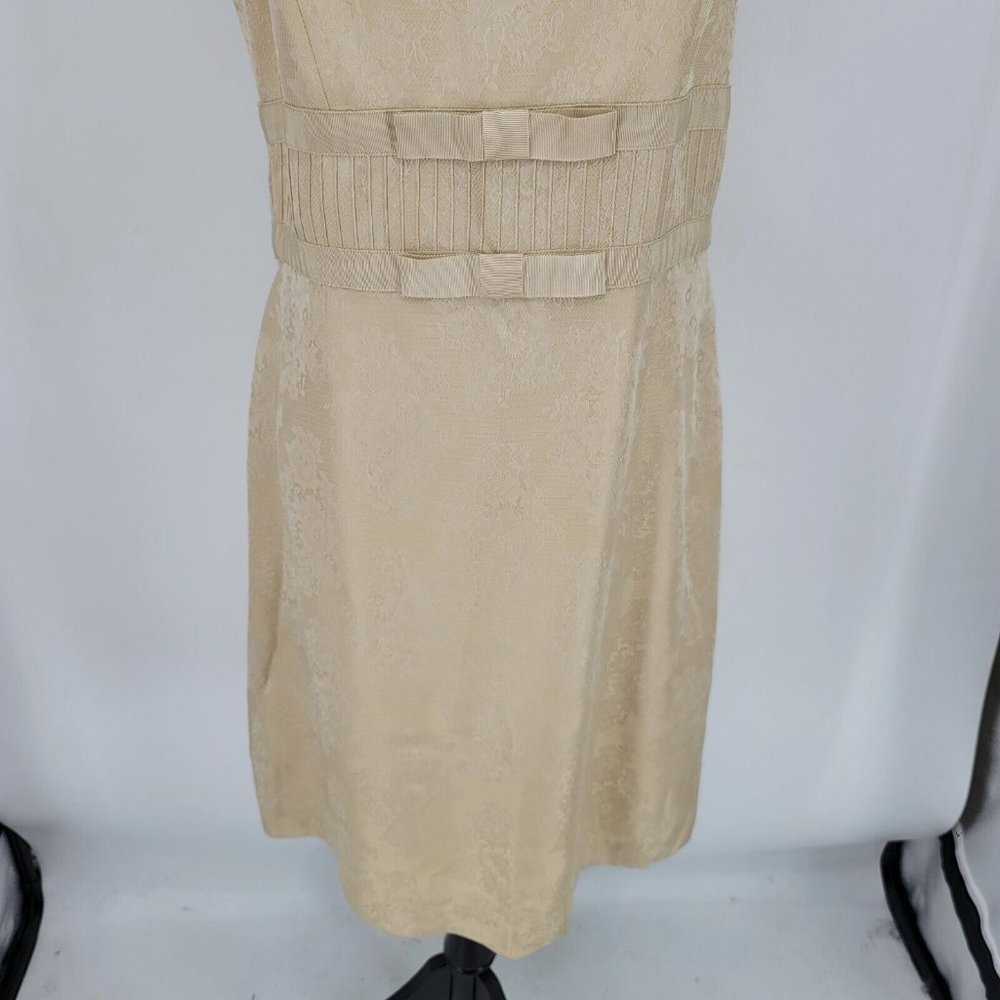 ANN TAYLOR Gold Champagne Sleeveless Cocktail Dress Holiday Party Women's 10 NWT - Picture 4 of 9